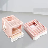 DS NA Foldable Cat Litter Box with Pull-Out Tray -Easy Cleaning and Anti-Splash