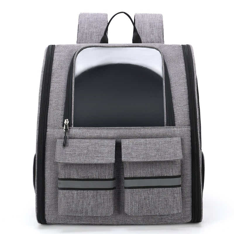 DS NA Grey Collapsible Pet Carrier Backpack with Trolley Sleeve