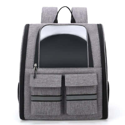 DS NA Grey Collapsible Pet Carrier Backpack with Trolley Sleeve