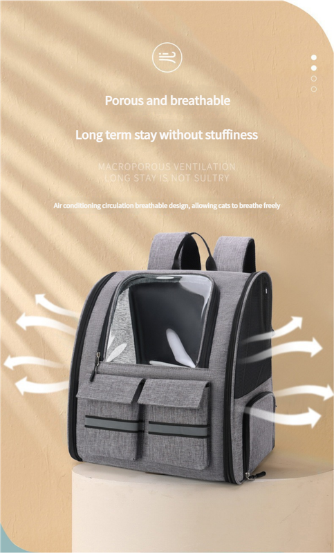 DS NA Grey Collapsible Pet Carrier Backpack with Trolley Sleeve
