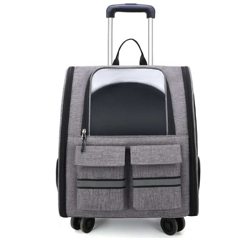 DS NA Grey 3-in-1 Pet Carrier: Rolling Backpack with Collapsible Design