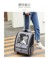DS NA Grey 3-in-1 Pet Carrier: Rolling Backpack with Collapsible Design