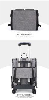 DS NA Grey 3-in-1 Pet Carrier: Rolling Backpack with Collapsible Design