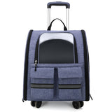 DS NA light Blue 3-in-1 Pet Carrier: Rolling Backpack with Collapsible Design