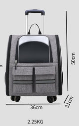 DS NA light Blue 3-in-1 Pet Carrier: Rolling Backpack with Collapsible Design
