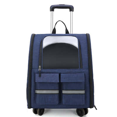 DS NA Blue 3-in-1 Pet Carrier: Rolling Backpack with Collapsible Design