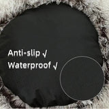 DS NA Cozy Gray Plush Hooded Pet Bed - Ultra Soft Long Fur Cave Bed