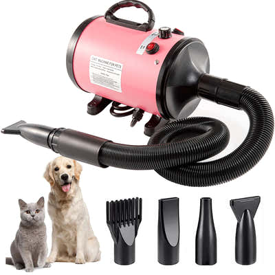 DS NA Pet Hair Dryer with Multiple Nozzles - Powerful and Quiet for Dogs & Cats