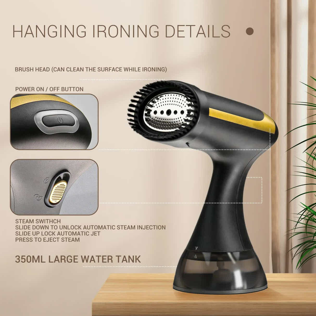DS NA White Handheld Garment Steamer - Portable Mini Steam Iron for Home Use W