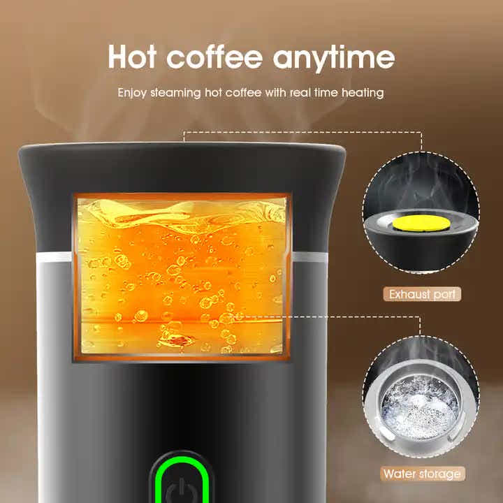 DS NA Black Portable Espresso Coffee Machine - Universal 3-in-1 Capsule, Coffee