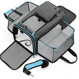 DS NA Gray Blue Foldable Portable Pet Carrier Bag - Large Capacity Travel