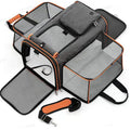 DS NA Gray Orange Foldable Portable Pet Carrier Bag - Large Capacity Travel Back