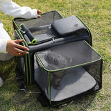 DS NA Gray Orange Foldable Portable Pet Carrier Bag - Large Capacity Travel Back