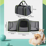 DS NA Gray Orange Foldable Portable Pet Carrier Bag - Large Capacity Travel Back