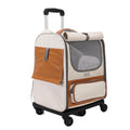 DS NA Beige Large Capacity Breathable Foldable Pet Trolley - Travel Cat Carrier