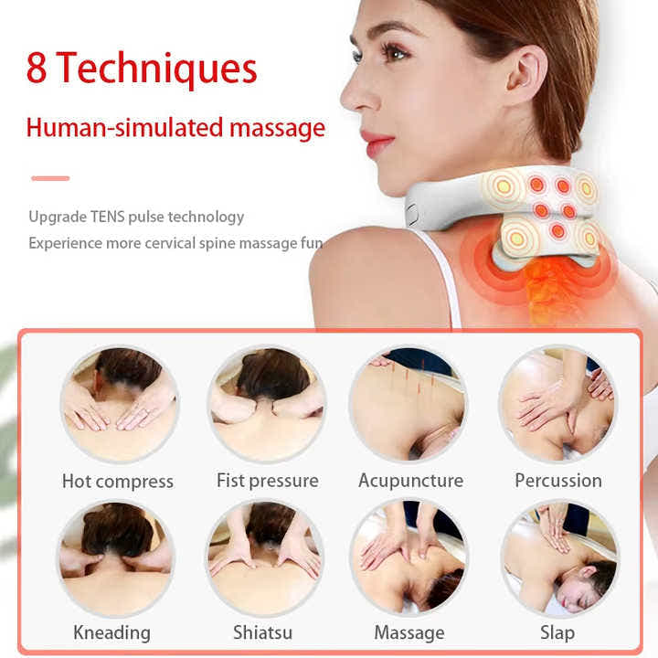 DS NA White Portable Electric Neck Massager – Intelligent Pulse Therapy