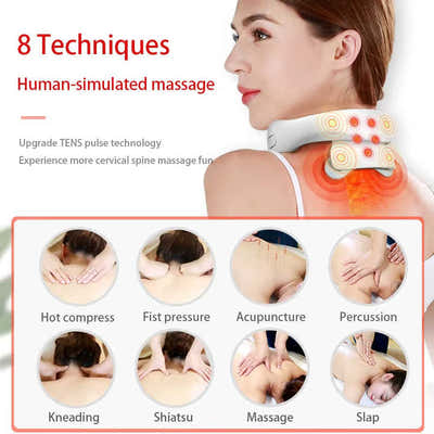 DS NA White Portable Electric Neck Massager – Intelligent Pulse Therapy