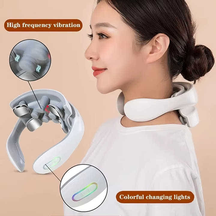 DS NA White Portable Electric Neck Massager – Intelligent Pulse Therapy