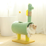 DS NA Green Dinosaur-Theme Cat Tree with Tunnel - Multi-Functional Cat