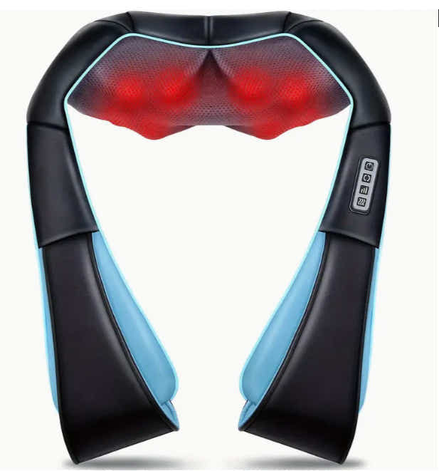DS NA Blue Portable Kneading Neck and Shoulder Massager with Heat - Four-Button