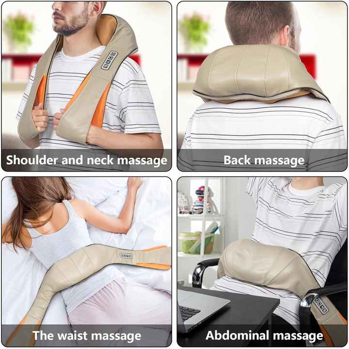 DS NA Blue Portable Kneading Neck and Shoulder Massager with Heat - Four-Button