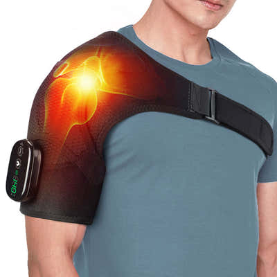 DS NA Black Rechargeable Heated Shoulder Massager with LED Display - Adjustable
