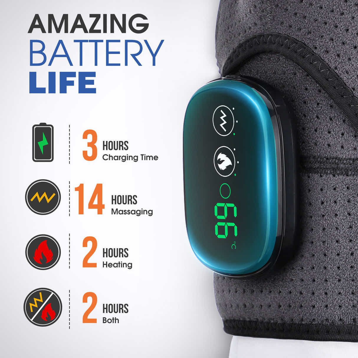 DS NA Black Rechargeable Heated Shoulder Massager with LED Display - Adjustable