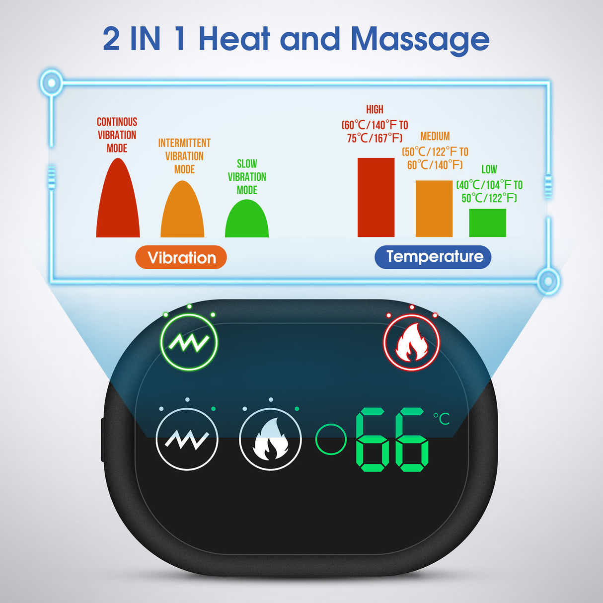 DS NA Black Rechargeable Heated Shoulder Massager with LED Display - Adjustable