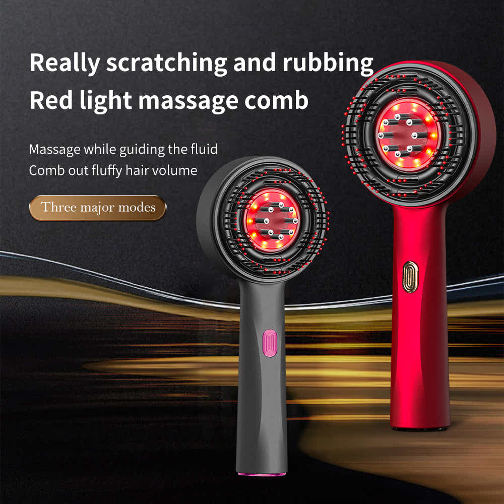 DS NA WN-02 Red Multi-Function Red Light Massage Comb with 3 Modes