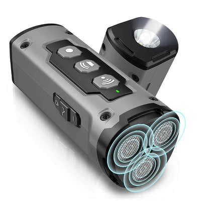 DS NA Gray Multifunctional Ultrasonic Dog Repeller & Flashlight - Long-Range SOS