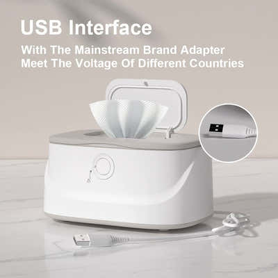 DS NA Grey USB-Powered Baby Wet Wipes Warmer - Portable and Adjustable Heating