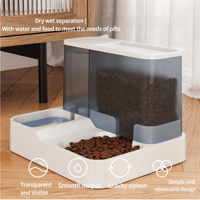 DS NA Grey Pet Feeder 3L Automatic Cat Feeder and Water Dispenser - Hassle-Free