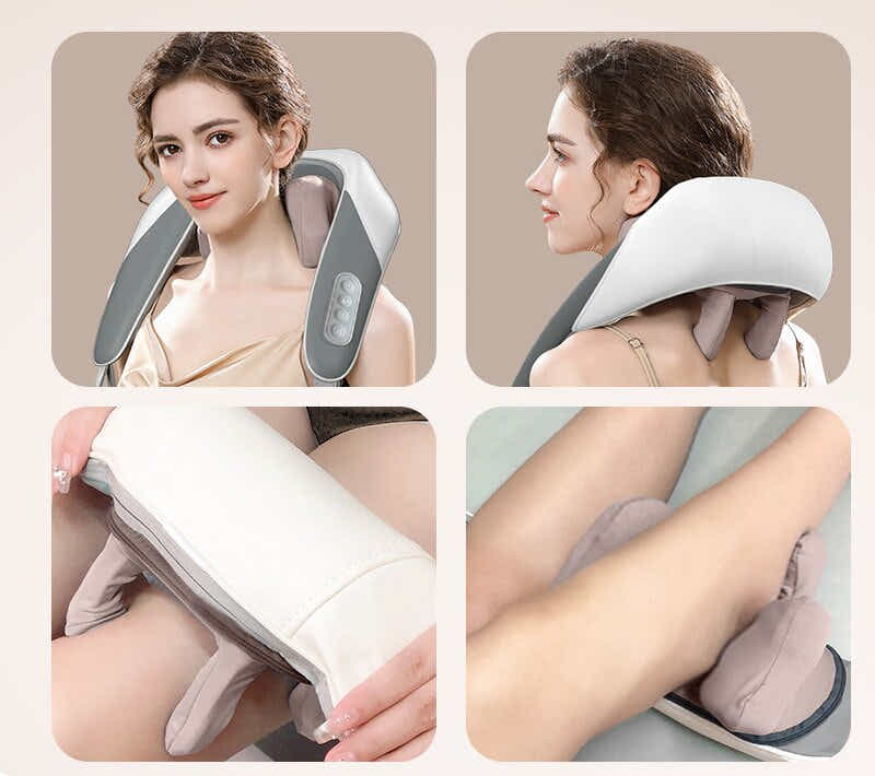 DS NA Grey Portable Shiatsu Neck and Shoulder Massager with Heat | Rechargeable