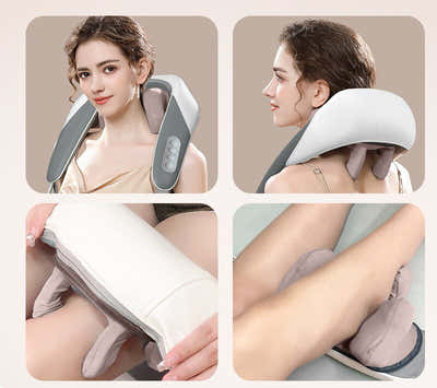 DS NA Grey Portable Shiatsu Neck and Shoulder Massager with Heat | Rechargeable
