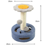 DS NA Blue & Grey Sunflower Cat Scratching Post – 35CM Sisal Cat Tree with Plush