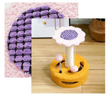 DS NA Blue & Grey Sunflower Cat Scratching Post – 35CM Sisal Cat Tree with Plush