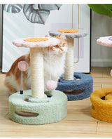 DS NA Blue & Grey Sunflower Cat Scratching Post – 35CM Sisal Cat Tree with Plush