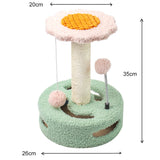DS NA Green & Pink Sunflower Cat Scratching Post – 35CM Sisal Cat Tree with Plus