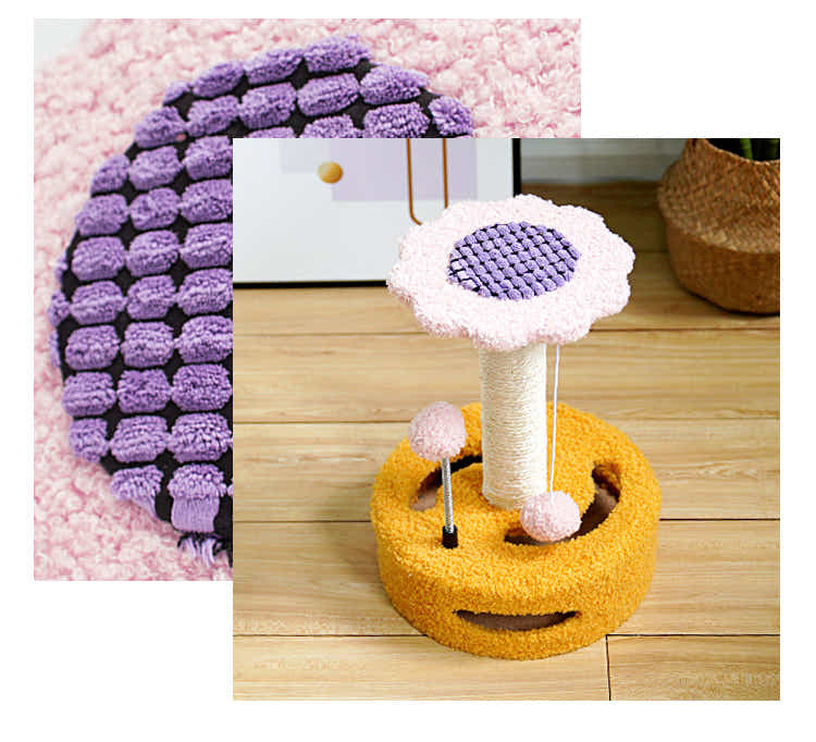 DS NA Green & Pink Sunflower Cat Scratching Post – 35CM Sisal Cat Tree with Plus