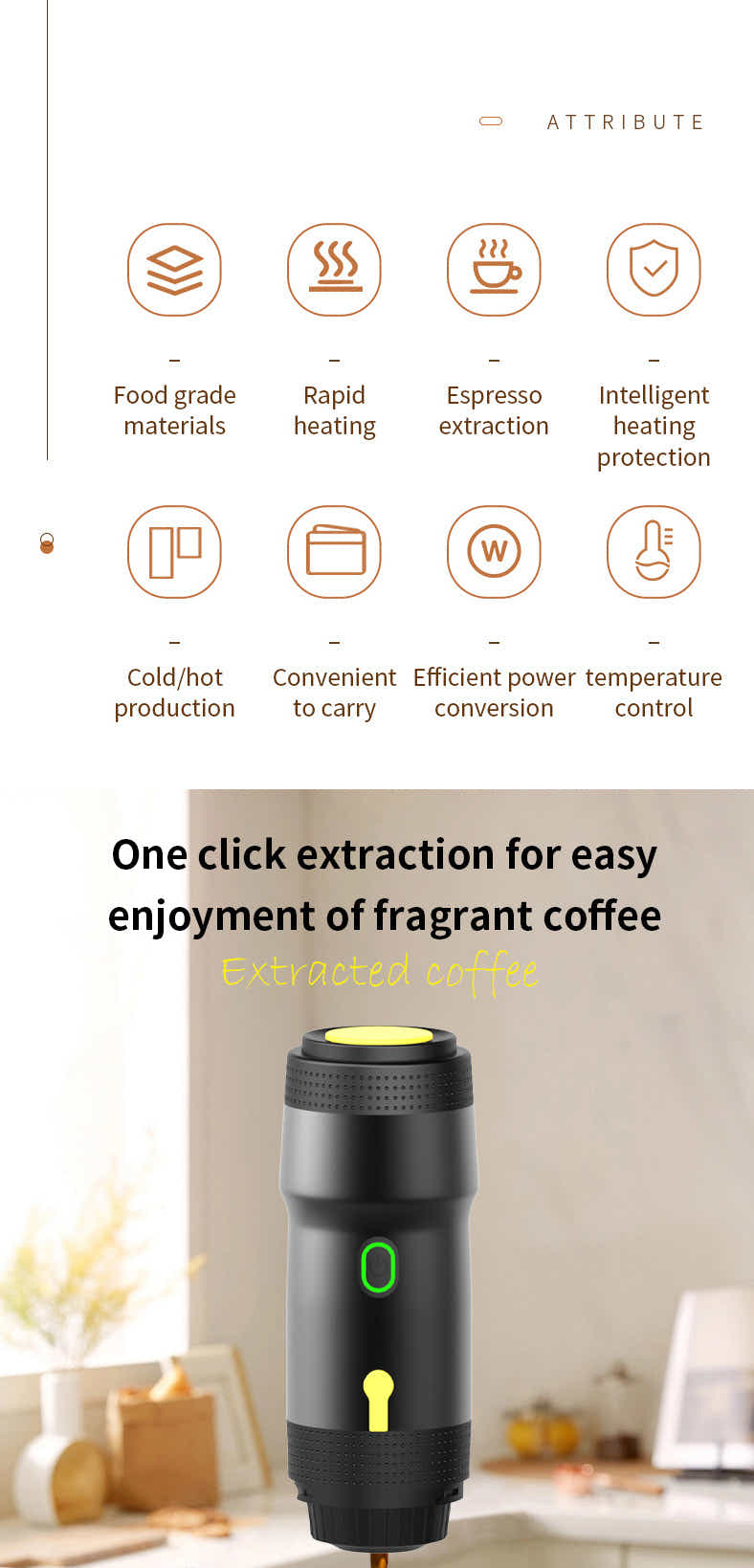 DS NA Black 3-in-1 Portable Electric Espresso Maker - Rechargeable Travel Coffee