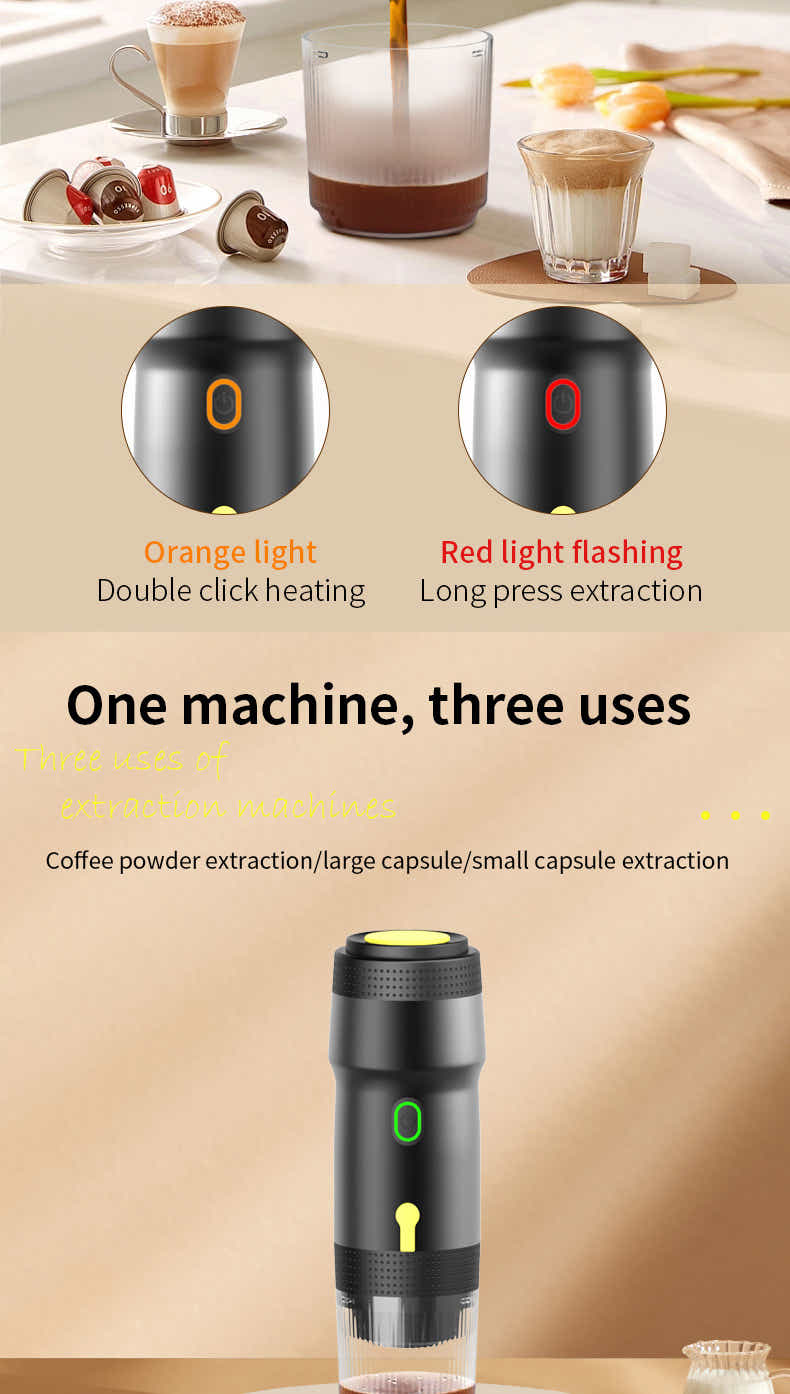DS NA Green 3-in-1 Portable Electric Espresso Maker - Rechargeable Travel Coffee