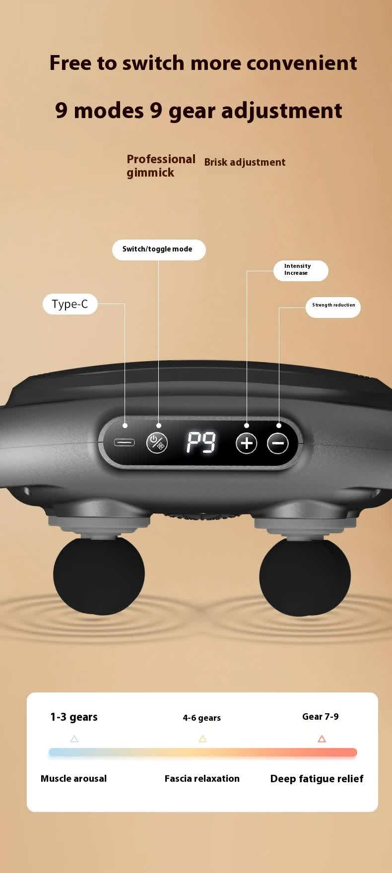 DS NA Dark Grey Advanced 6-Head Percussion Massager with Heat - Rechargeable