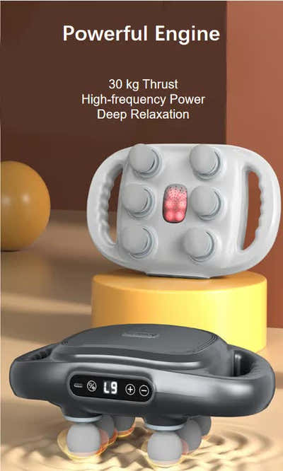 DS NA White Advanced 6-Head Percussion Massager with Heat - Rechargeable Deep