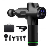 DS NA Black Deep Tissue Percussion Massage Gun - 30 Speeds, 6 Heads, Type-C
