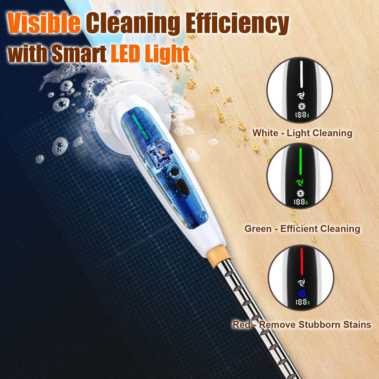 DS NA Electric Spin Scrubber – Adjustable Extension Handle & 8 Brush Heads