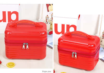 DS NA Red Durable Hard Shell Makeup Travel Case - Large Capacity Portable