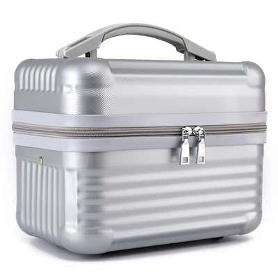 DS NA Silver Durable Hard Shell Makeup Travel Case - Large Capacity Portable