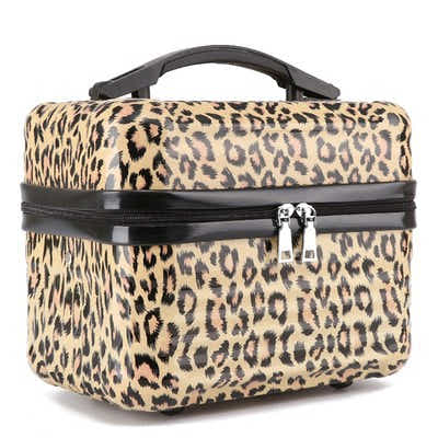 DS NA Yellow Leopard Pattern Durable Hard Shell Makeup Travel Case - Large