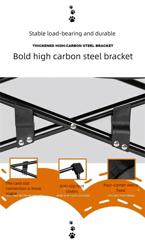DS NA Black Elevated Comfort Pet Bed - Portable & Foldable Dog Cat Cot - Durable