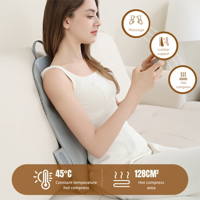DS NA Beige Slim Wireless Shiatsu Back Massager Cushion - Rechargeable Heated